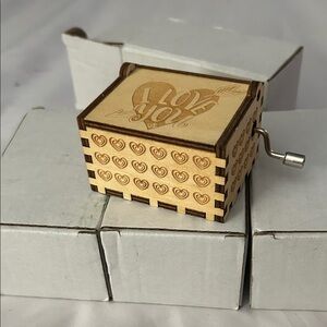 4 Wooden Music Boxes with Heart Designs